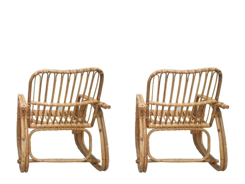 Pamono Vintage Bamboo Living Room Set from Vivai Del Sud, 1960s, Set of 3> Living Room Sets