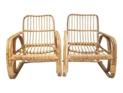 Pamono Vintage Bamboo Living Room Set from Vivai Del Sud, 1960s, Set of 3><noscript><img width=