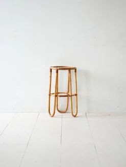 Pamono Vintage Bamboo Pedestal with Glass Top, 1960s><noscript><img width=
