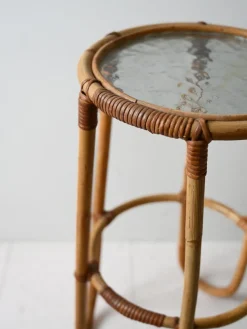 Pamono Vintage Bamboo Pedestal with Glass Top, 1960s><noscript><img width=