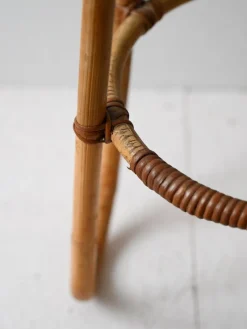 Pamono Vintage Bamboo Pedestal with Glass Top, 1960s><noscript><img width=