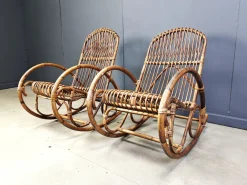 Online Pamono Vintage Bamboo Rocking Chair, 1960s, Set of 2