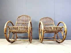 Online Pamono Vintage Bamboo Rocking Chair, 1960s, Set of 2