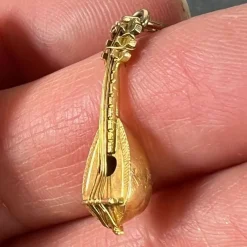Hot Pamono Vintage Banjo Sitar 18k Yellow Gold Charm Pendant, 1960s