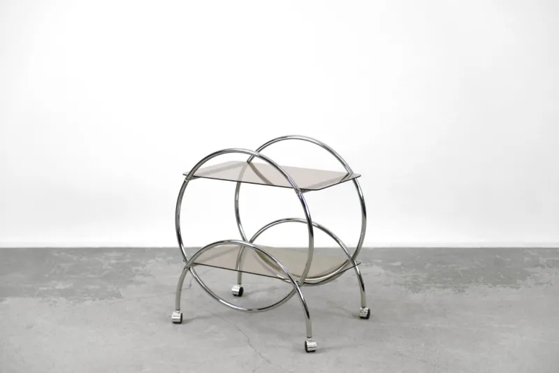 Pamono Vintage Bar Cart Chrome & Smoked Glass from Ikea, 1970s> Serving Bar Carts & Trolleys