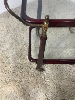 Pamono Vintage Bar Trolley in Lacquered Wood and Brass, 1950><noscript><img width=