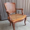 Clearance Pamono Vintage Baroque Style Armchair in Hand-Woven Vienna Straw, 1950s