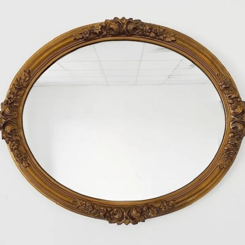 Pamono Vintage Baroque Style Gilt Framed Oval Mirror> Mirrors