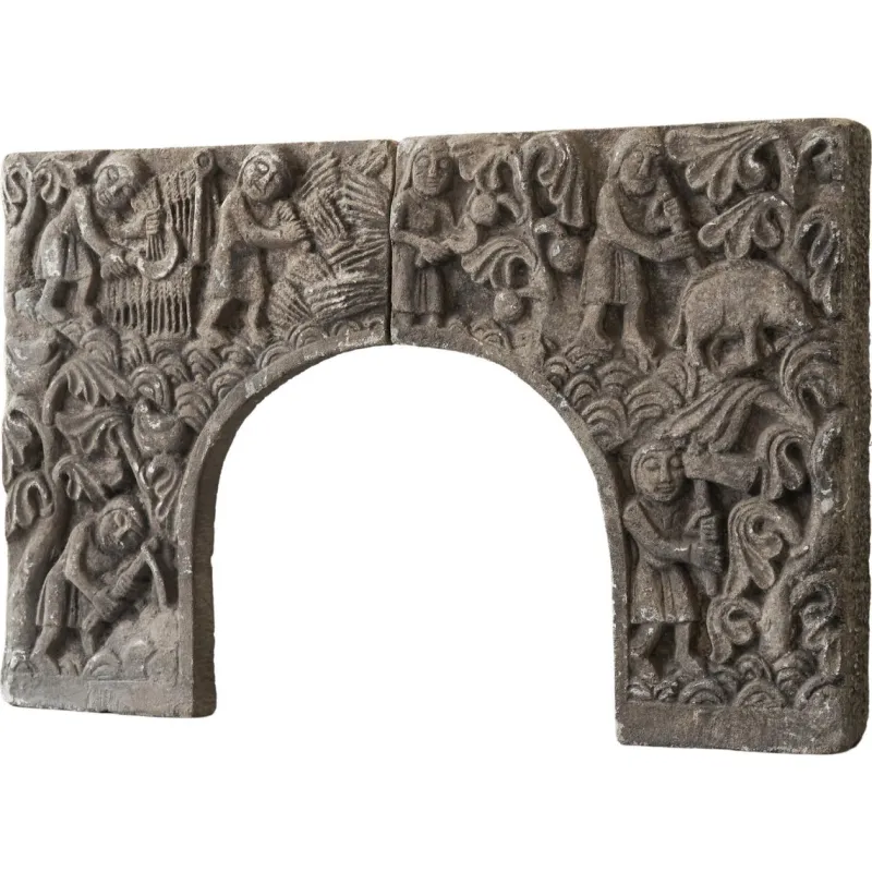 Online Pamono Vintage Bas Relief Fireplace Surround in Hand Carved Stone, 1940s