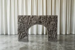 Online Pamono Vintage Bas Relief Fireplace Surround in Hand Carved Stone, 1940s