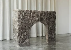Online Pamono Vintage Bas Relief Fireplace Surround in Hand Carved Stone, 1940s