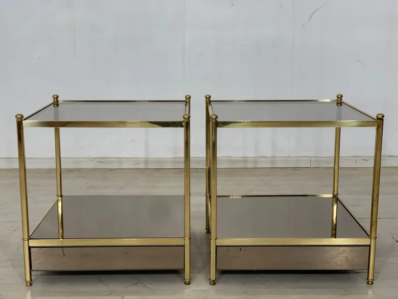 Pamono Vintage Bedside Tables in Glass> Nightstands
