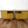 Clearance Pamono Vintage Bedside Tables with Drawers and Glass Top, 1950s, Set of 2