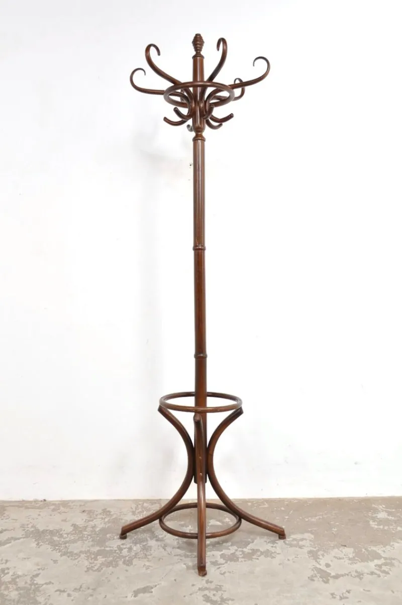 Pamono Vintage Beech Floor Coat Rack in Thonet Style, 1950s> Racks, Hooks & Valets