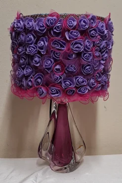 Pamono Vintage Belgian Table Lamp with Purple Crystal Glass Base from Cristallerie du Val St Lambert, 1970s> Table Lamps
