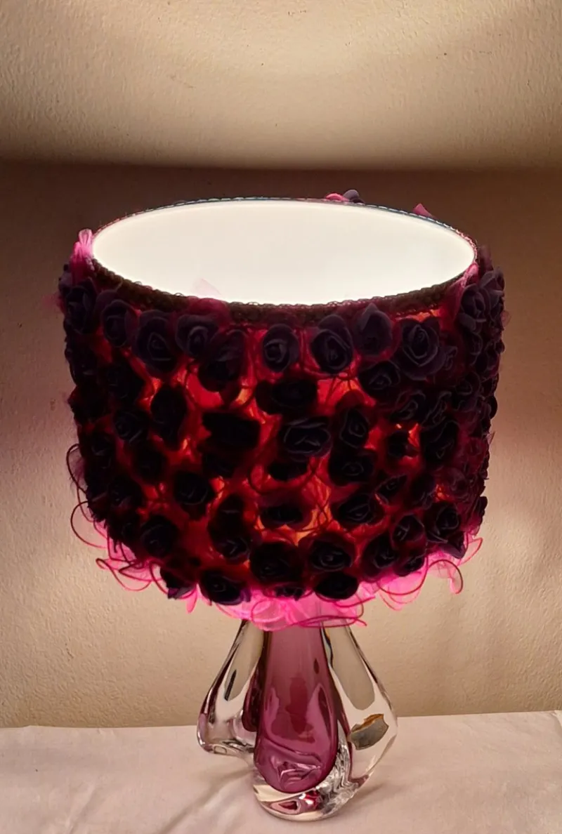 Pamono Vintage Belgian Table Lamp with Purple Crystal Glass Base from Cristallerie du Val St Lambert, 1970s> Table Lamps