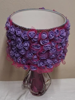 Pamono Vintage Belgian Table Lamp with Purple Crystal Glass Base from Cristallerie du Val St Lambert, 1970s><noscript><img width=