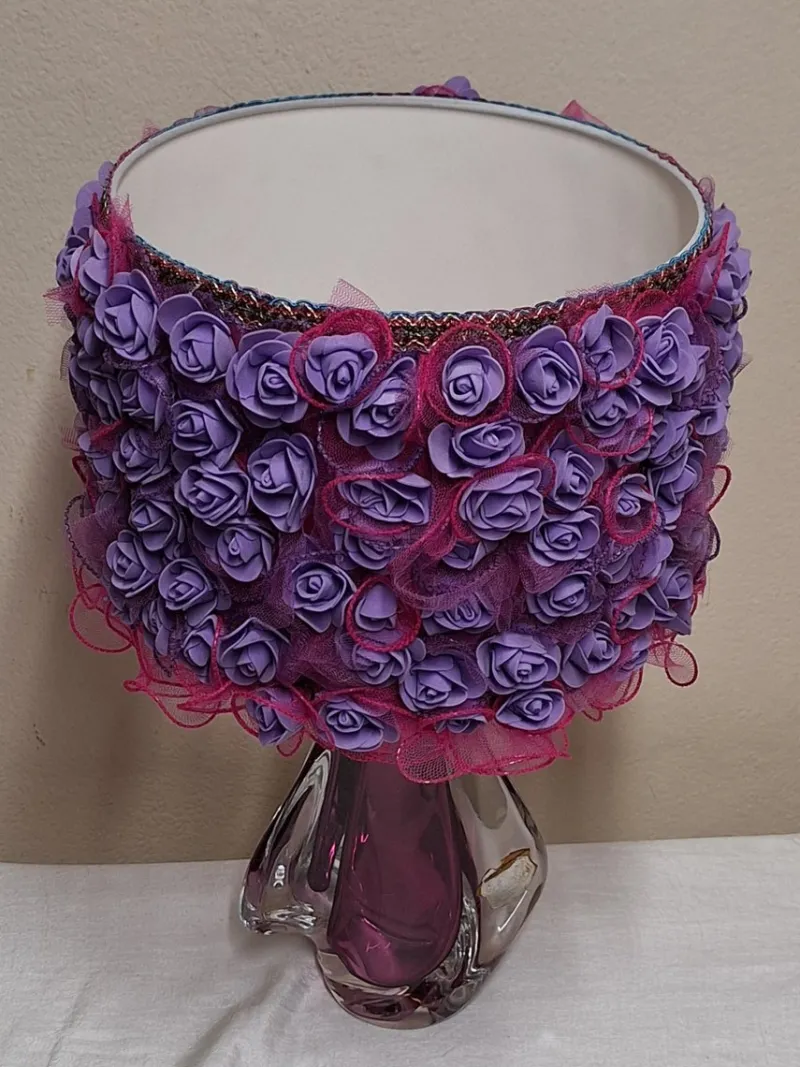 Pamono Vintage Belgian Table Lamp with Purple Crystal Glass Base from Cristallerie du Val St Lambert, 1970s> Table Lamps