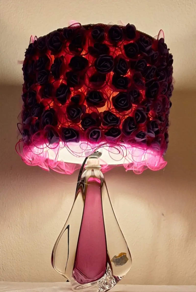 Pamono Vintage Belgian Table Lamp with Purple Crystal Glass Base from Cristallerie du Val St Lambert, 1970s> Table Lamps