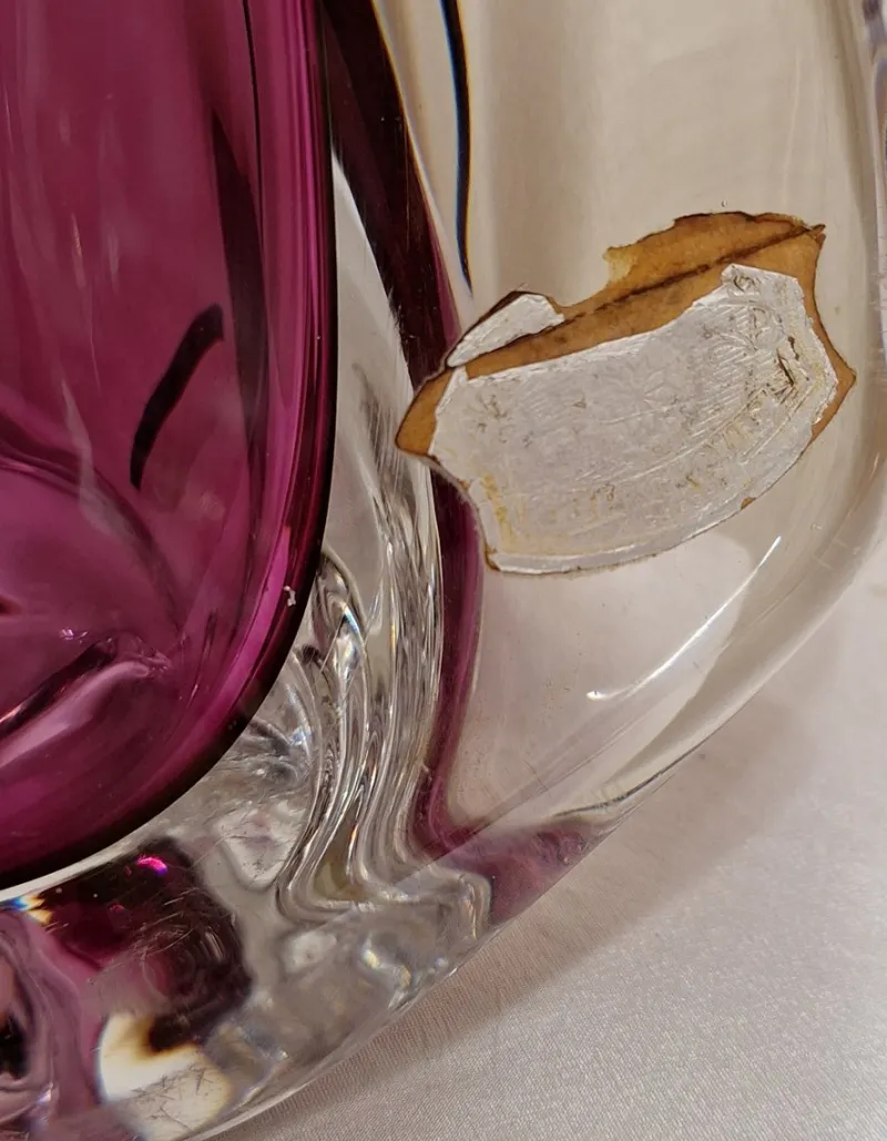 Pamono Vintage Belgian Table Lamp with Purple Crystal Glass Base from Cristallerie du Val St Lambert, 1970s> Table Lamps