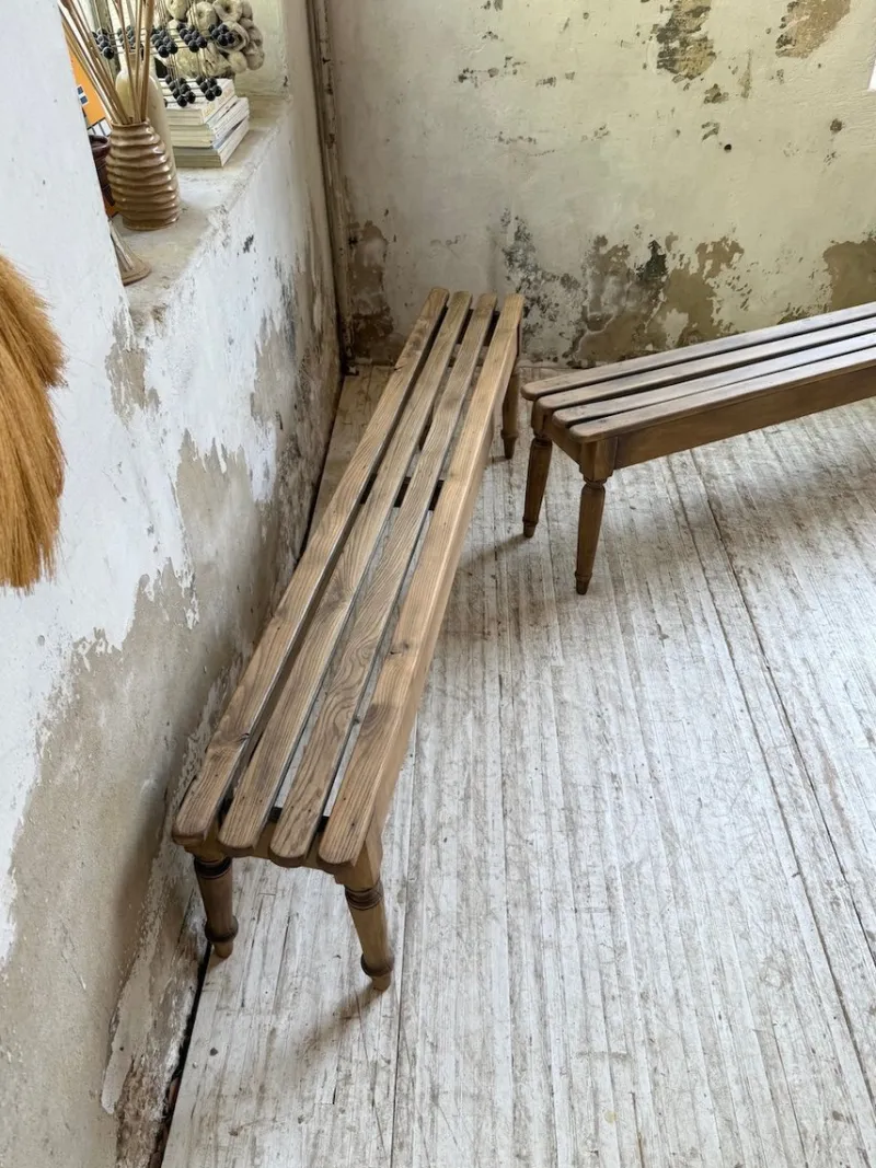 Discount Pamono Vintage Benches with Oak and Beech Slats, 1950, Set of 2