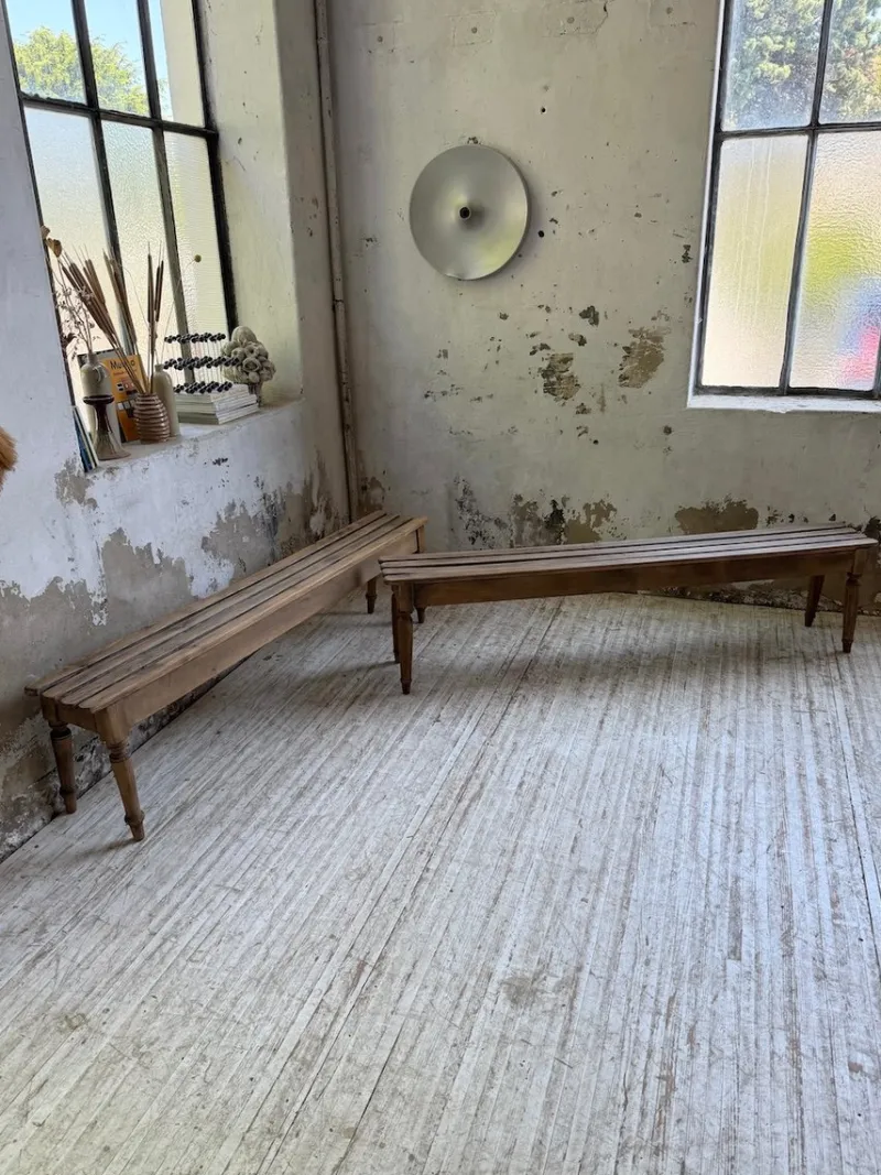 Discount Pamono Vintage Benches with Oak and Beech Slats, 1950, Set of 2
