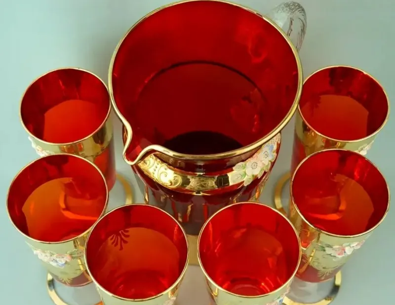 Best Pamono Vintage Blown Murano Glass Service from Manifattura Di Murano, 1950s, Set of 7