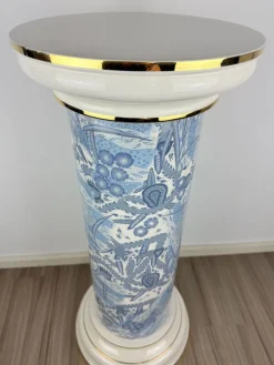 Pamono Vintage Blue and White Porcelain Column Stand with Gold Trim, 1960s><noscript><img width=