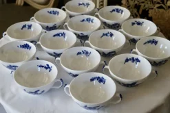 Online Pamono Vintage Blue Flowers Soup Bouillon Cup and Saucers from Royal Copenhagen, 1985, Set of 14