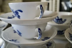 Online Pamono Vintage Blue Flowers Soup Bouillon Cup and Saucers from Royal Copenhagen, 1985, Set of 14