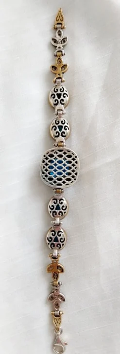 Pamono Vintage Blue Topaz Bracelet in 925 Silver and Gold, 1970s> Bracelets