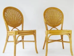 Pamono Vintage Bohemian Rattan & Wicker Peacock Seat, Set of 2><noscript><img width=