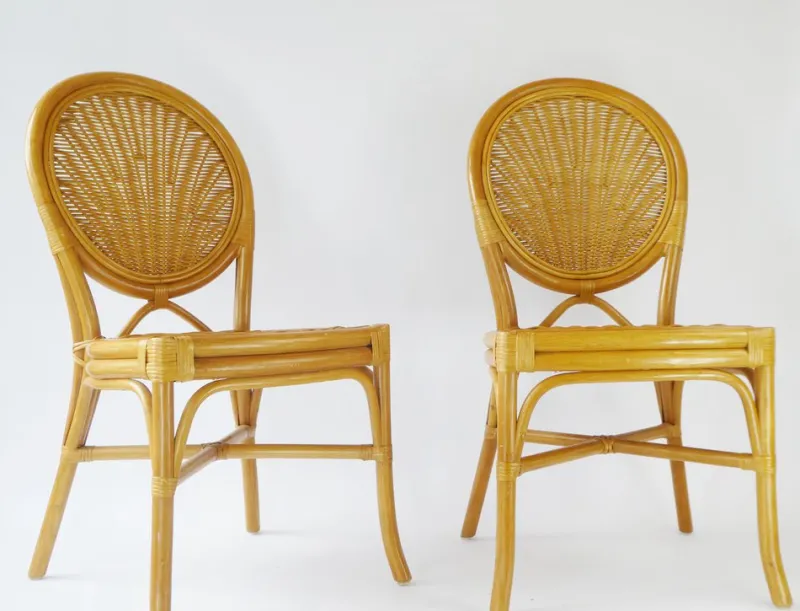 Pamono Vintage Bohemian Rattan & Wicker Peacock Seat, Set of 2> Garden Seating
