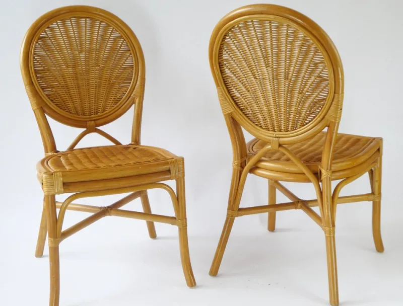Pamono Vintage Bohemian Rattan & Wicker Peacock Seat, Set of 2> Garden Seating
