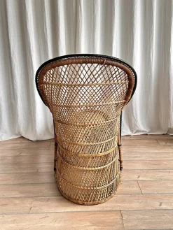Pamono Vintage Bohemian Wicker Rattan Chaise Lounge, 1970s><noscript><img width=