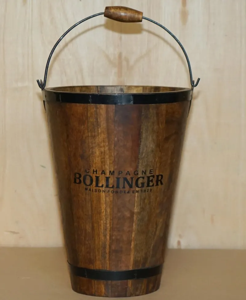 Best Pamono Vintage Bollinger Champagne Coolers or Log Wood Buckets, Set of 2