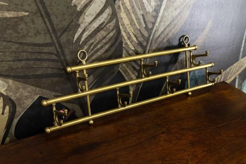 Pamono Vintage Brass Coat Rack with Seven Swiveling Hooks, 1960s> Racks, Hooks & Valets