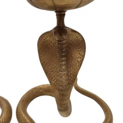 Pamono Vintage Brass Cobra Candlesticks, 1970s, Set of 2><noscript><img width=