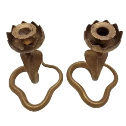 Pamono Vintage Brass Cobra Candlesticks, 1970s, Set of 2><noscript><img width=