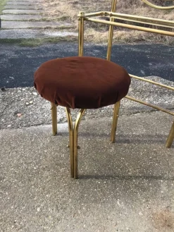 Pamono Vintage Brass Dressing Table & Stool, 1950s, Set of 2><noscript><img width=