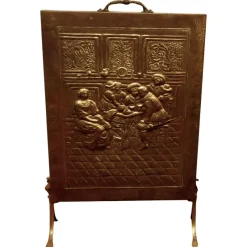 Pamono Vintage Brass Fire Screen, 1930> Fireplaces And Mantels