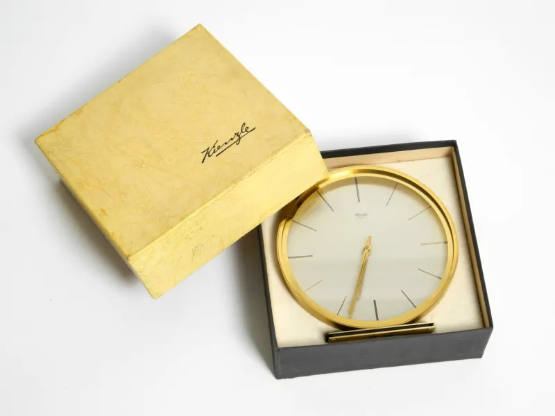 Hot Pamono Vintage Brass Table Clock by Kienzle, 1960s