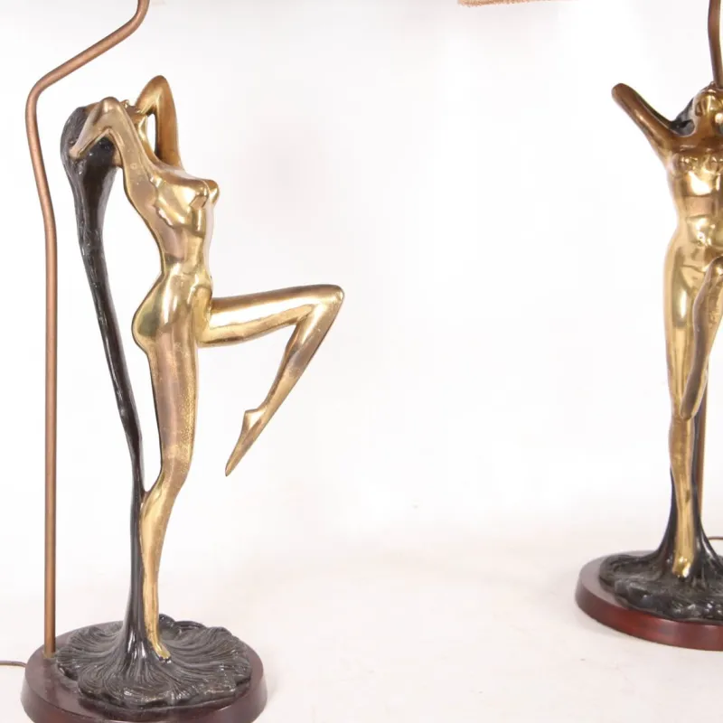Pamono Vintage Brass Table Lamps, 1970s, Set of 2> Table Lamps