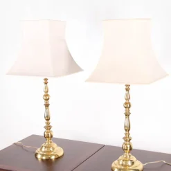 Pamono Vintage Brass Table Lamps, 1970s, Set of 2><noscript><img width=