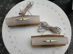 Pamono Vintage Brass Wall Lamps, 1970s, Set of 2> Wall Lights & Sconces