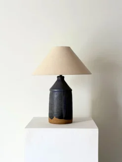 Pamono Vintage British Studio Pottery Lamp in Midnight Blue, 1950> Table Lamps