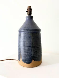 Pamono Vintage British Studio Pottery Lamp in Midnight Blue, 1950><noscript><img width=