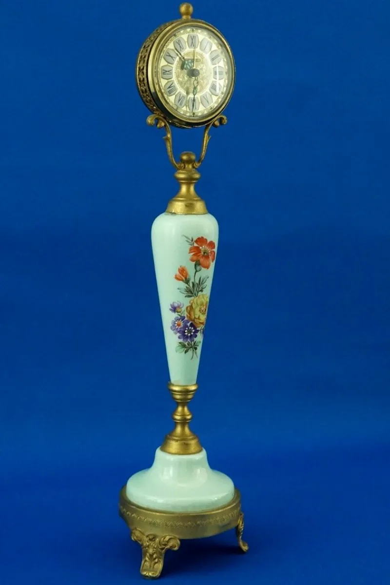 Pamono Vintage Bronze and Porcelain Clock by ACF Sevrès, 1940s> Clocks