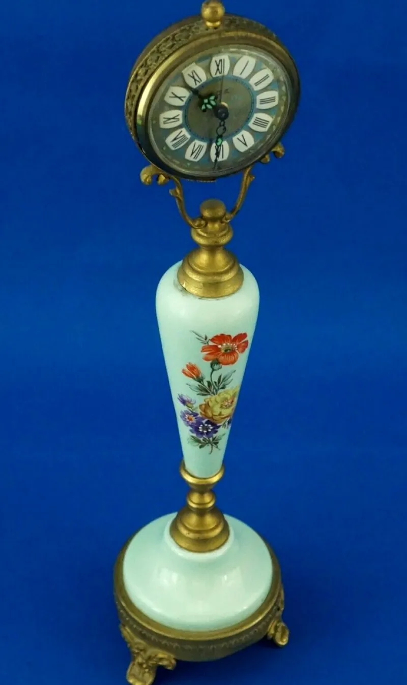 Pamono Vintage Bronze and Porcelain Clock by ACF Sevrès, 1940s> Clocks