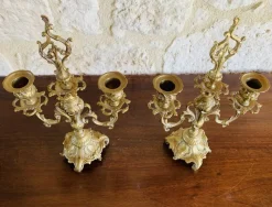 Pamono Vintage Bronze Candelabras, Set of 2> Candleholders